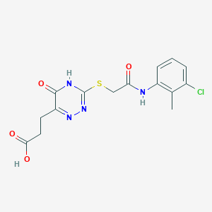 molecular formula C15H15ClN4O4S B2668989 3-[3-({2-[(3-Chloro-2-methylphenyl)amino]-2-oxoethyl}sulfanyl)-5-hydroxy-1,2,4-triazin-6-yl]propanoic acid CAS No. 881434-51-1