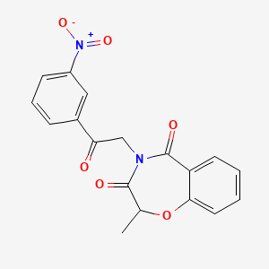 molecular formula C18H14N2O6 B2669004 2-methyl-4-(2-(3-nitrophenyl)-2-oxoethyl)benzo[f][1,4]oxazepine-3,5(2H,4H)-dione CAS No. 895838-88-7