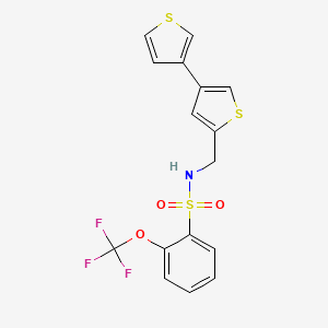 molecular formula C16H12F3NO3S3 B2669018 N-({[3,3'-bithiophene]-5-yl}methyl)-2-(trifluoromethoxy)benzene-1-sulfonamide CAS No. 2379997-44-9