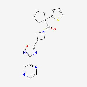 (3-(3-(Pyrazin-2-yl)-1,2,4-oxadiazol-5-yl)azetidin-1-yl)(1-(thiophen-2-yl)cyclopentyl)methanone