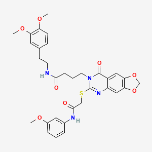 N-[2-(3,4-dimethoxyphenyl)ethyl]-4-[6-({[(3-methoxyphenyl)carbamoyl]methyl}sulfanyl)-8-oxo-2H,7H,8H-[1,3]dioxolo[4,5-g]quinazolin-7-yl]butanamide