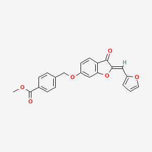 molecular formula C22H16O6 B2669031 (Z)-甲基-4-(((2-(呋喃-2-基甲亚)基)-3-氧代-2,3-二氢苯并呋喃-6-基)氧基甲基)苯甲酸酯 CAS No. 622803-43-4