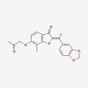 molecular formula C20H16O6 B2669040 (Z)-2-(benzo[d][1,3]dioxol-5-ylmethylene)-7-methyl-6-(2-oxopropoxy)benzofuran-3(2H)-one CAS No. 859662-68-3