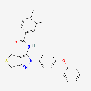 molecular formula C26H23N3O2S B2669042 3,4-dimethyl-N-(2-(4-phenoxyphenyl)-4,6-dihydro-2H-thieno[3,4-c]pyrazol-3-yl)benzamide CAS No. 396721-91-8