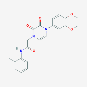 molecular formula C21H19N3O5 B2669046 2-(4-(2,3-二氢-1,4-苯并二氧杂环-6-基)-2,3-二氧代嘧啶-1-基)-N-(2-甲基苯基)乙酰胺 CAS No. 898409-49-9