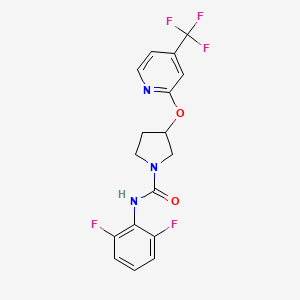 molecular formula C17H14F5N3O2 B2669049 N-(2,6-difluorophenyl)-3-((4-(trifluoromethyl)pyridin-2-yl)oxy)pyrrolidine-1-carboxamide CAS No. 2034445-02-6