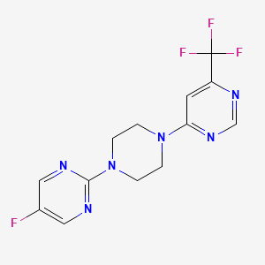 molecular formula C13H12F4N6 B2669054 4-[4-(5-Fluoropyrimidin-2-yl)piperazin-1-yl]-6-(trifluoromethyl)pyrimidine CAS No. 2034226-45-2