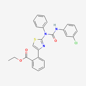 molecular formula C25H20ClN3O3S B2669057 乙酸2-(2-{[(3-氯苯胺)羰基]苯胺基}-1,3-噻唑-4-基)苯甲酸酯 CAS No. 303150-08-5