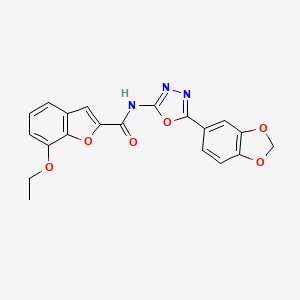 molecular formula C20H15N3O6 B2669091 N-(5-(benzo[d][1,3]dioxol-5-yl)-1,3,4-oxadiazol-2-yl)-7-ethoxybenzofuran-2-carboxamide CAS No. 921900-54-1