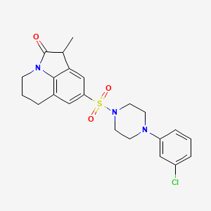 molecular formula C22H24ClN3O3S B2669098 8-((4-(3-chlorophenyl)piperazin-1-yl)sulfonyl)-1-methyl-5,6-dihydro-1H-pyrrolo[3,2,1-ij]quinolin-2(4H)-one CAS No. 898411-64-8