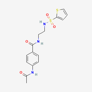 molecular formula C15H17N3O4S2 B2669103 4-acetamido-N-(2-(thiophene-2-sulfonamido)ethyl)benzamide CAS No. 1091398-49-0