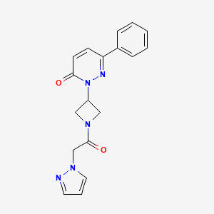molecular formula C18H17N5O2 B2669114 6-Phenyl-2-[1-(2-pyrazol-1-ylacetyl)azetidin-3-yl]pyridazin-3-one CAS No. 2380171-67-3