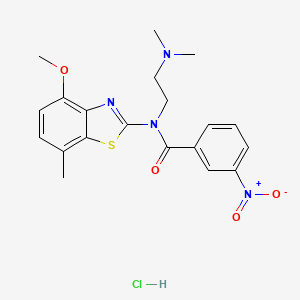 molecular formula C20H23ClN4O4S B2669124 N-(2-(二甲基氨基)乙基)-N-(4-甲氧-7-甲基苯并[d]噻唑-2-基)-3-硝基苯甲酰胺盐酸盐 CAS No. 1216421-20-3