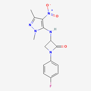 3-[(1,3-dimethyl-4-nitro-1H-pyrazol-5-yl)amino]-1-(4-fluorophenyl)azetidin-2-one