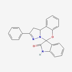 molecular formula C23H17N3O2 B2669130 2-Phenyl-1,10b-dihydrospiro[benzo[e]pyrazolo[1,5-c][1,3]oxazine-5,3'-indolin]-2'-one CAS No. 326099-64-3