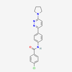 molecular formula C21H19ClN4O B2669145 4-chloro-N-[4-(6-pyrrolidin-1-ylpyridazin-3-yl)phenyl]benzamide CAS No. 922835-70-9