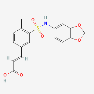 molecular formula C17H15NO6S B2669147 3-{3-[(1,3-Benzodioxol-5-ylamino)sulfonyl]-4-methylphenyl}acrylic acid CAS No. 433327-86-7