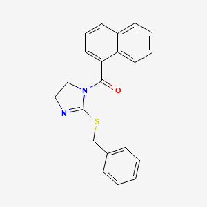 molecular formula C21H18N2OS B2669160 (2-(benzylthio)-4,5-dihydro-1H-imidazol-1-yl)(naphthalen-1-yl)methanone CAS No. 862826-71-9