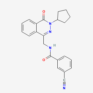 molecular formula C22H20N4O2 B2669170 3-cyano-N-((3-cyclopentyl-4-oxo-3,4-dihydrophthalazin-1-yl)methyl)benzamide CAS No. 1421443-87-9