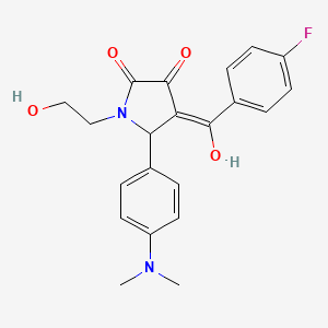 molecular formula C21H21FN2O4 B2669174 5-(4-(dimethylamino)phenyl)-4-(4-fluorobenzoyl)-3-hydroxy-1-(2-hydroxyethyl)-1H-pyrrol-2(5H)-one CAS No. 683802-61-1