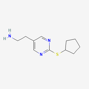 molecular formula C11H17N3S B2669180 2-[2-(环戊硫基)嘧啶-5-基]乙基胺 CAS No. 1565737-23-6