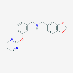 molecular formula C19H17N3O3 B266922 (2H-1,3-Benzodioxol-5-ylmethyl)(([3-(pyrimidin-2-yloxy)phenyl]methyl))amine 