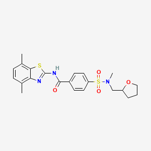 molecular formula C22H25N3O4S2 B2669248 N-(4,7-dimethyl-1,3-benzothiazol-2-yl)-4-{[methyl(tetrahydrofuran-2-ylmethyl)amino]sulfonyl}benzamide CAS No. 892844-52-9