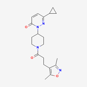 molecular formula C20H26N4O3 B2669257 6-Cyclopropyl-2-[1-[3-(3,5-dimethyl-1,2-oxazol-4-yl)propanoyl]piperidin-4-yl]pyridazin-3-one CAS No. 2319802-07-6