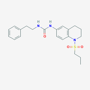 molecular formula C21H27N3O3S B2669258 1-Phenethyl-3-(1-(propylsulfonyl)-1,2,3,4-tetrahydroquinolin-6-yl)urea CAS No. 1203364-00-4