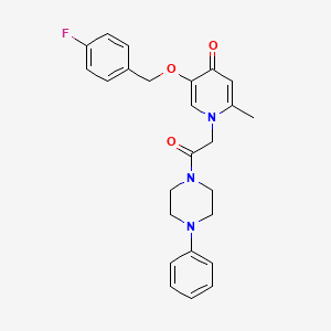 molecular formula C25H26FN3O3 B2669266 5-((4-氟苄基)氧基)-2-甲基-1-(2-氧代-2-(4-苯基哌嗪-1-基)乙基)吡啶-4(1H)-酮 CAS No. 946332-95-2