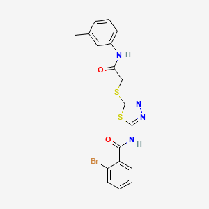 molecular formula C18H15BrN4O2S2 B2669273 2-bromo-N-(5-((2-oxo-2-(m-tolylamino)ethyl)thio)-1,3,4-thiadiazol-2-yl)benzamide CAS No. 392292-12-5