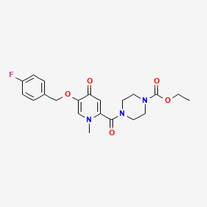 molecular formula C21H24FN3O5 B2669274 Ethyl 4-(5-((4-fluorobenzyl)oxy)-1-methyl-4-oxo-1,4-dihydropyridine-2-carbonyl)piperazine-1-carboxylate CAS No. 1021249-47-7