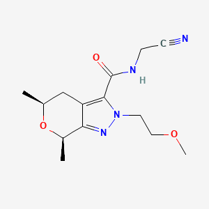 B2669280 (5S,7R)-N-(Cyanomethyl)-2-(2-methoxyethyl)-5,7-dimethyl-5,7-dihydro-4H-pyrano[3,4-c]pyrazole-3-carboxamide CAS No. 2418596-26-4