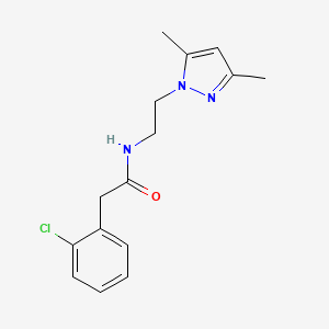molecular formula C15H18ClN3O B2669290 2-(2-chlorophenyl)-N-(2-(3,5-dimethyl-1H-pyrazol-1-yl)ethyl)acetamide CAS No. 1226457-14-2