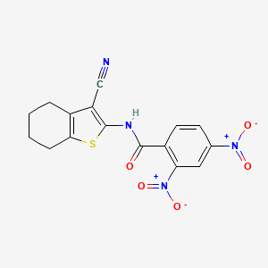 molecular formula C16H12N4O5S B2669300 N-(3-cyano-4,5,6,7-tetrahydrobenzo[b]thiophen-2-yl)-2,4-dinitrobenzamide CAS No. 321967-69-5