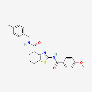 molecular formula C24H25N3O3S B2669305 2-(4-methoxybenzamido)-N-(4-methylbenzyl)-4,5,6,7-tetrahydrobenzo[d]thiazole-4-carboxamide CAS No. 955753-36-3