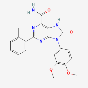 molecular formula C21H19N5O4 B2669306 9-(3,4-dimethoxyphenyl)-2-(2-methylphenyl)-8-oxo-7H-purine-6-carboxamide CAS No. 898447-18-2