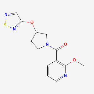 molecular formula C13H14N4O3S B2669309 2-Methoxy-3-[3-(1,2,5-thiadiazol-3-yloxy)pyrrolidine-1-carbonyl]pyridine CAS No. 2097913-20-5