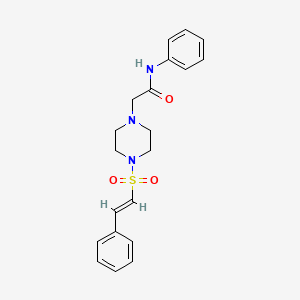 molecular formula C20H23N3O3S B2669312 N-苯基-2-[4-[(E)-2-苯乙烯基]磺酰基哌嗪-1-基]乙酰胺 CAS No. 1241691-50-8