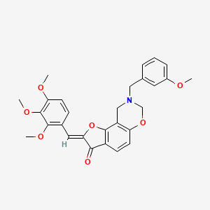molecular formula C28H27NO7 B2669316 (Z)-8-(3-methoxybenzyl)-2-(2,3,4-trimethoxybenzylidene)-8,9-dihydro-2H-benzofuro[7,6-e][1,3]oxazin-3(7H)-one CAS No. 951978-79-3