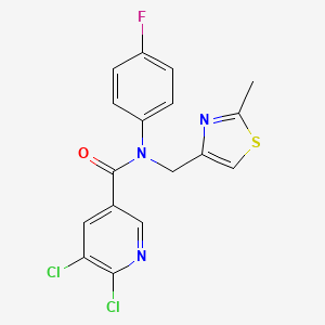 molecular formula C17H12Cl2FN3OS B2669319 5,6-dichloro-N-(4-fluorophenyl)-N-[(2-methyl-1,3-thiazol-4-yl)methyl]pyridine-3-carboxamide CAS No. 1356661-10-3