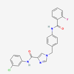 molecular formula C24H18ClFN4O2 B2669321 N-(3-chlorophenyl)-1-(4-(2-fluorobenzamido)benzyl)-1H-imidazole-4-carboxamide CAS No. 1251667-56-7