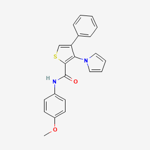 molecular formula C22H18N2O2S B2669330 N-(4-methoxyphenyl)-4-phenyl-3-(1H-pyrrol-1-yl)thiophene-2-carboxamide CAS No. 1040632-49-2