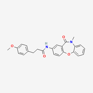 molecular formula C24H22N2O4 B2669334 3-(4-methoxyphenyl)-N-(10-methyl-11-oxo-10,11-dihydrodibenzo[b,f][1,4]oxazepin-2-yl)propanamide CAS No. 922000-62-2