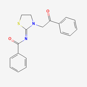 molecular formula C18H16N2O2S B2669339 (Z)-N-(3-(2-oxo-2-phenylethyl)thiazolidin-2-ylidene)benzamide CAS No. 326908-19-4
