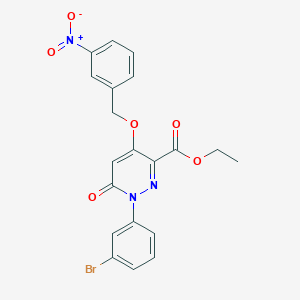 molecular formula C20H16BrN3O6 B2669341 乙酸1-(3-溴苯基)-4-((3-硝基苯甲氧基)-6-氧代-1,6-二氢吡啶-3-甲酸乙酯 CAS No. 899733-01-8