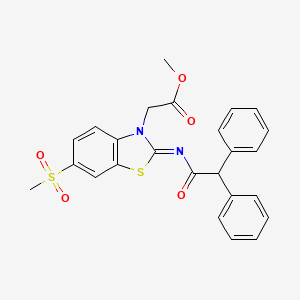molecular formula C25H22N2O5S2 B2669355 (Z)-甲酸甲酯2-(2-((2,2-二苯基乙酰)亚胺)-6-(甲磺酰)苯并[d]噻唑-3(2H)-基)乙酸酯 CAS No. 865198-50-1