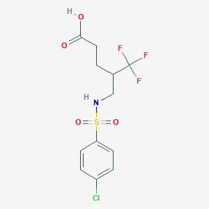 molecular formula C12H13ClF3NO4S B2669358 4-({[(4-氯苯基)磺酰]氨基}甲基)-5,5,5-三氟戊酸 CAS No. 321970-80-3