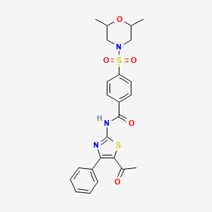 molecular formula C24H25N3O5S2 B2669363 N-(5-acetyl-4-phenylthiazol-2-yl)-4-((2,6-dimethylmorpholino)sulfonyl)benzamide CAS No. 681237-39-8