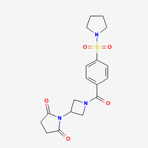 molecular formula C18H21N3O5S B2669370 1-(1-(4-(Pyrrolidin-1-ylsulfonyl)benzoyl)azetidin-3-yl)pyrrolidine-2,5-dione CAS No. 2034491-97-7